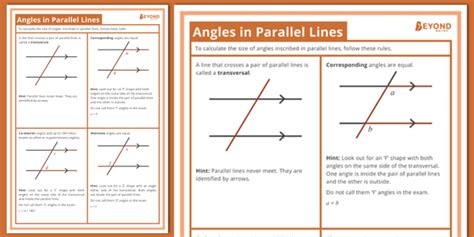 Maths Desk Prompts: Angles in Parallel Lines PDF | Beyond