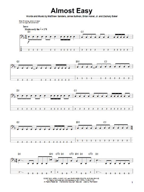 Almost Easy by Avenged Sevenfold - Bass Tab - Guitar Instructor