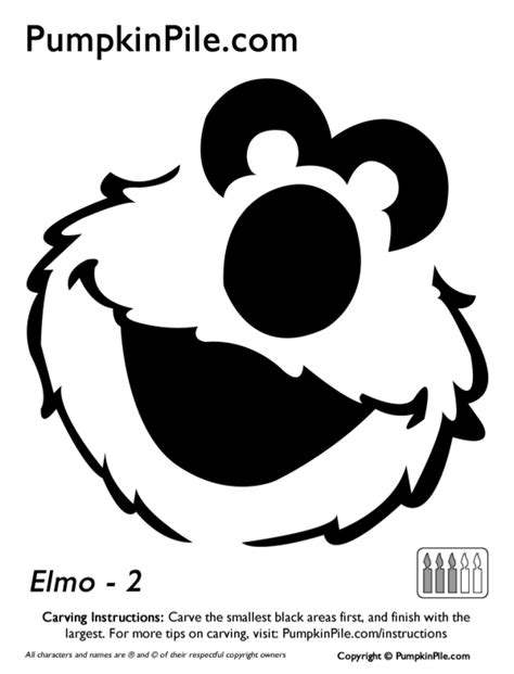 Easy Elmo face pumpkin carving stencil template free printable | Funny ...
