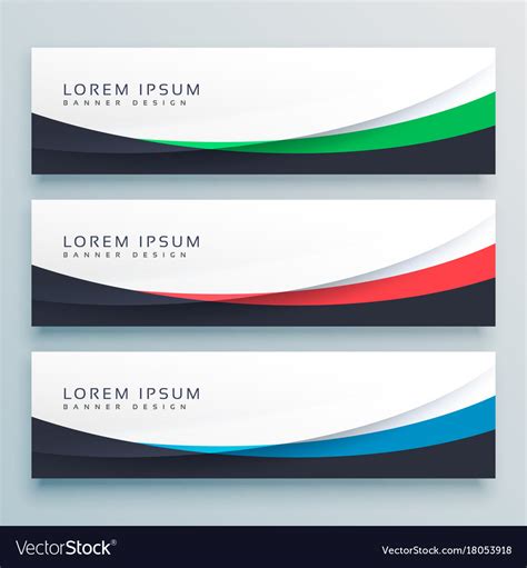 Three wavy web banners header design Royalty Free Vector