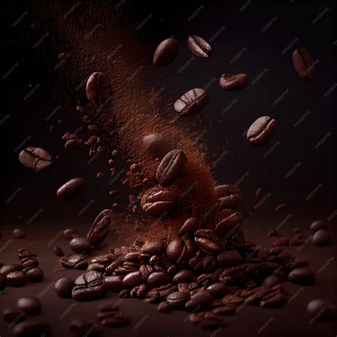 Premium Photo | Coffee beans falling down over black background Generative Ai