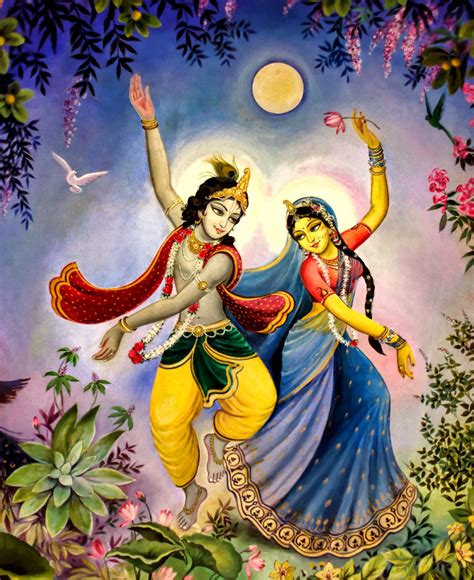 Radha-Krishna dancing joyfully in the moonlight - Free Stock ...