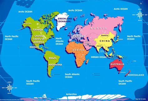 Free Printable World Map with Country Name List in PDF