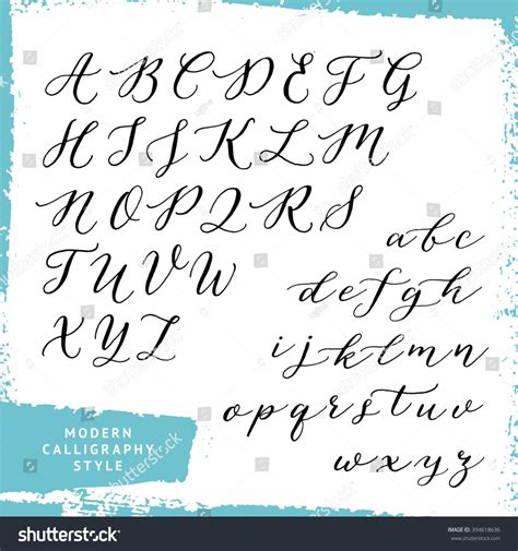 Modern calligraphy style. Handwritten script alphabet. Uppercase and lowercase letters. Script ...