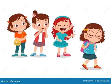 Kids Bullying at School Vector Illustration Stock Illustration - Illustration of people, child ...