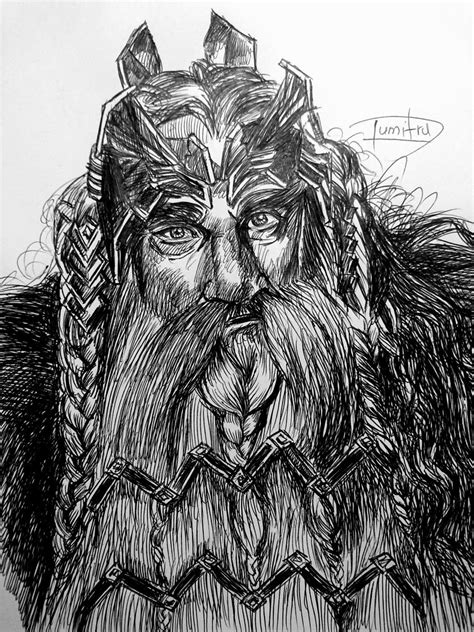 Thror for "The Hobbit" in portrait draw graphic Ballpoint Sketch! Drawing Examples, Thorin ...