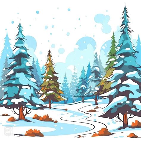 Premium Vector | Cartoon vector winter forest on white background