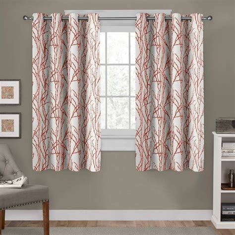 Exclusive Home Branches Linen Blend Grommet Top Curtain Panel Pair, Mecca Orange, 54x63, 2 Piece ...