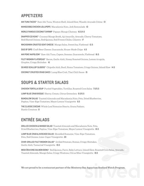 Tommy Bahama Restaurant, Bar & Store menu in Newport Beach, California, USA