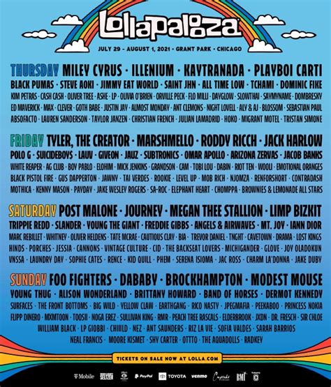 Journey, Limp Bizkit, Foo Fighters y más confirmados para Lollapalooza 2021