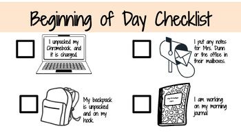 Beginning/End of Day Checklist by TeachingDunnRight | TPT