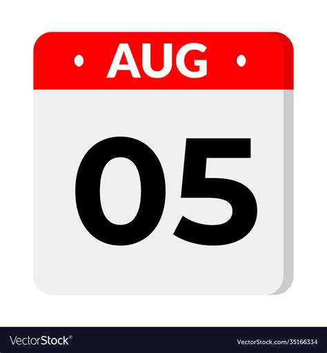 5 august calendar icon Royalty Free Vector Image