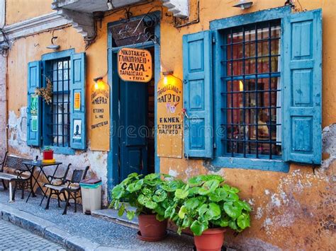 Old Traditional Greek Cafe, Galaxidi, Greece Editorial Photo - Image of ...