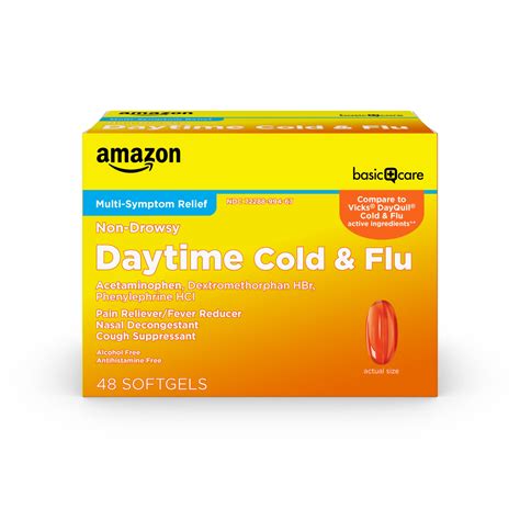 Buy Amazon Basic Care Daytime Cold and Flu Softgels, Non-Drowsy, of ...