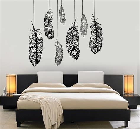 Wall Vinyl Decal Feather Romantic Bedroom Dreamcatcher Decor Unique ...