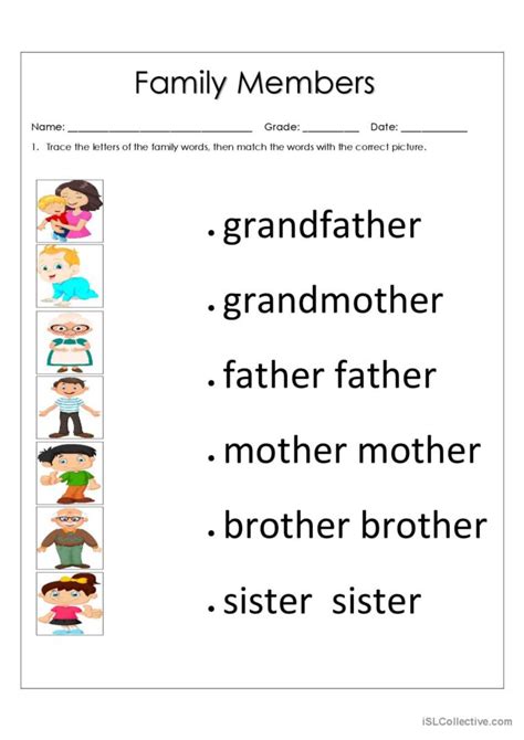 Family Members Worksheet: English ESL worksheets pdf & doc