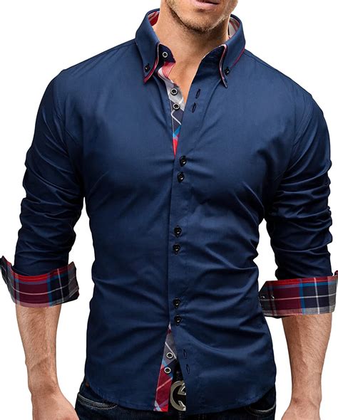 Brand 2018 Fashion Male Shirt Long Sleeves Tops Double collar business shirt Mens Dress Shirts ...