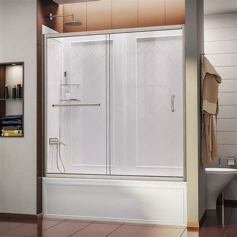 DreamLine Infinity-Z 60-inch x 60-inch Framed Sliding Tub/Shower Door in Brushed Nickel an ...