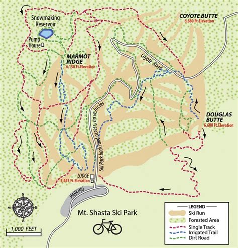 Trail Map – Mt. Shasta Ski Park - Mount Shasta California Map ...