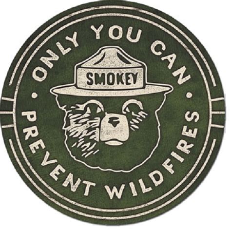 11.75" ROUND SMOKEY THE BEAR ONLY YOU CAN PREVENT FOREST FIRES METAL ...