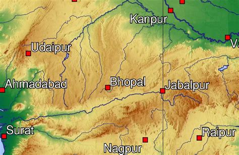 Topographic Map of Madhya Pradesh • Mapsof.net