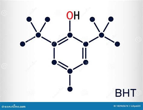 Butylated Hydroxytoluene BHT Antioxidant Molecule. Stylized 2D ...