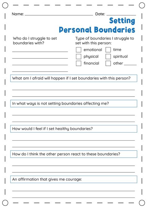 Setting Personal Boundaries Worksheets | Family therapy activities, Therapy worksheets ...