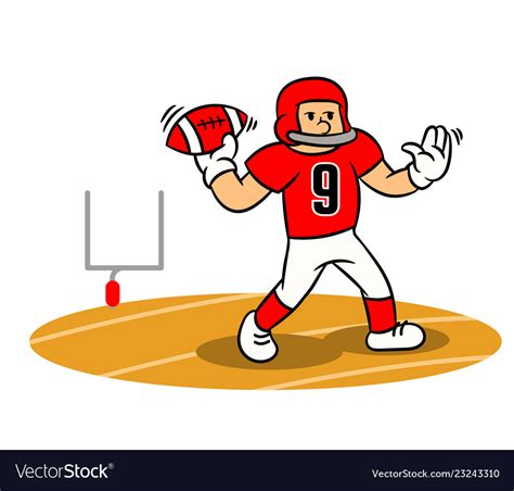 Cartoon american football player steady throw Vector Image