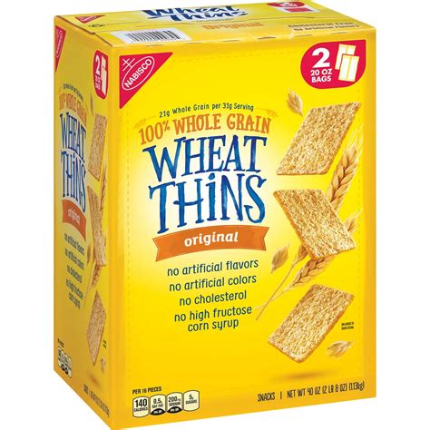 Nabisco Wheat Thins 100% Whole Grain Crackers, Original, 40 oz ...