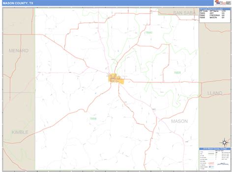 Mason County, Texas Zip Code Wall Map | Maps.com.com