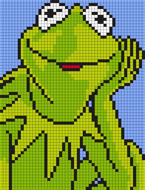 Kermit the Frog from the Muppets (Square Grid Pattern) | Cross stitch art, Disney cross stitch ...