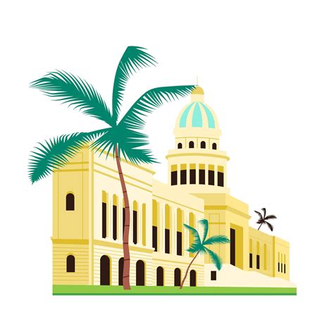 Cuba capitol building flat color vector object 1815451 Vector Art at ...