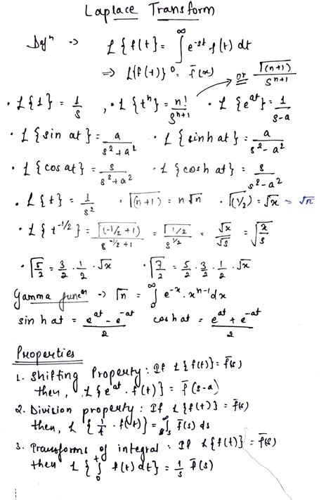 SOLUTION: Laplace transform and inverse laplace transform formula sheet ...