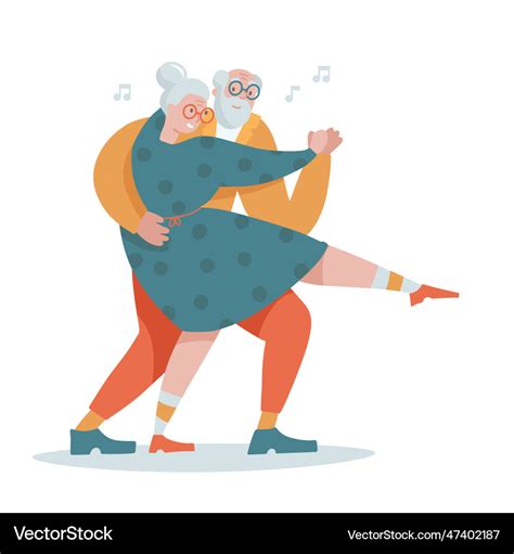 Old senior couple people dancing tango together Vector Image