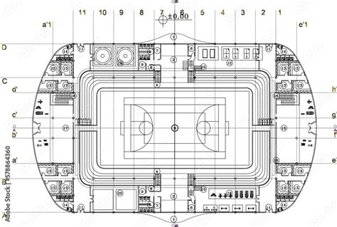 sketch vector illustration of sports stadium floor plan Stock Vector | Adobe Stock