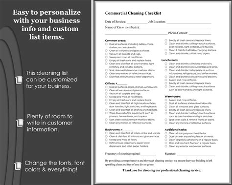 EDITABLE Office Cleaning Checklist Template for Business and - Etsy