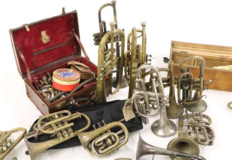 Lot 206 - A collection of 'trumpet family' instruments,