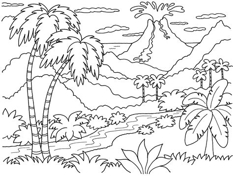 Volcano eruption coloring book to print and online