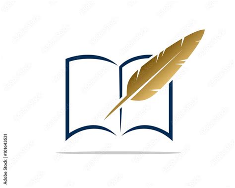 Gold Feather Pen Paper Logo Stock Vector | Adobe Stock