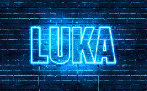 4K free download | Luka with names, horizontal text, Luka name, blue ...