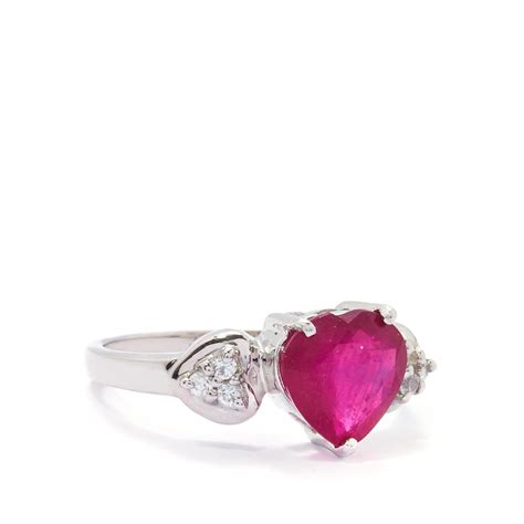 Ruby & White Zircon Sterling Silver Ring ATGW 2.48cts | Gemporia