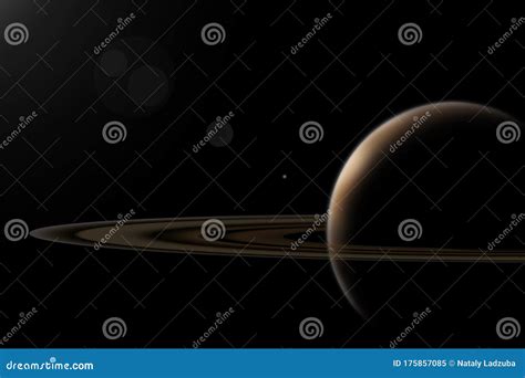 Saturn with Rings on a Background of Black Cosmic Sky Stock ...