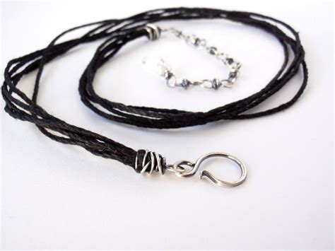 40cm Black Hemp Necklace ~ 16 inches ~ Handcrafted with Eco-Recycled Sterling Silver ~ Extension ...