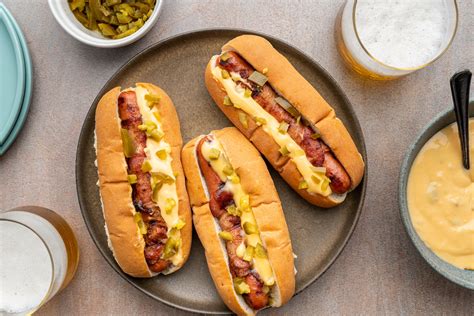Bacon Wrapped Hot Dogs With Jalapeño Cheese Sauce Recipe