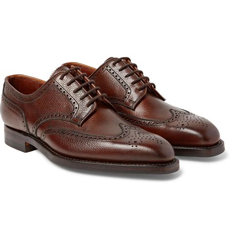 George cleverley Henry Pebble-grain Leather Wingtip Brogues in Brown ...