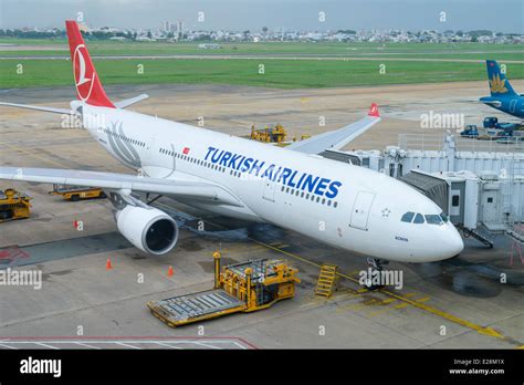 Turkish Airlines Airbus A330 airliner at an airport terminal Stock Photo - Alamy