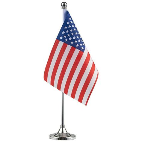 American Desk Flag Set, 8” x 5.5” USA Table Desktop Flag, Mini US Flag Polyester with Metal Base ...