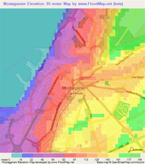 Elevation of Mostaganem,Algeria Elevation Map, Topography, Contour