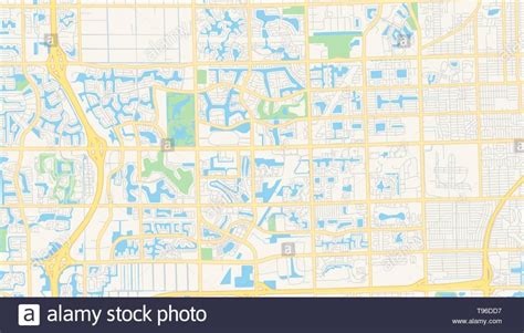 Empty Vector Map Of Pembroke Pines, Florida, Usa, Printable Road Map - Pembroke Pines Florida ...