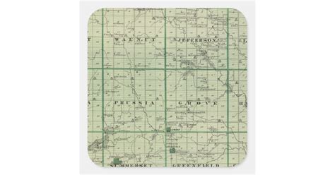 Map of Adair County, State of Iowa Square Sticker | Zazzle